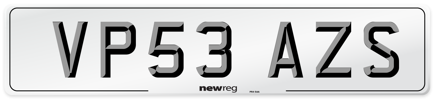 VP53 AZS Number Plate from New Reg